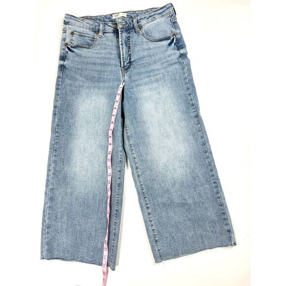 OAT New York Jeans Women’s Cropped Wide Leg Size 10 Blue Raw Hem - Picture 6 of 6